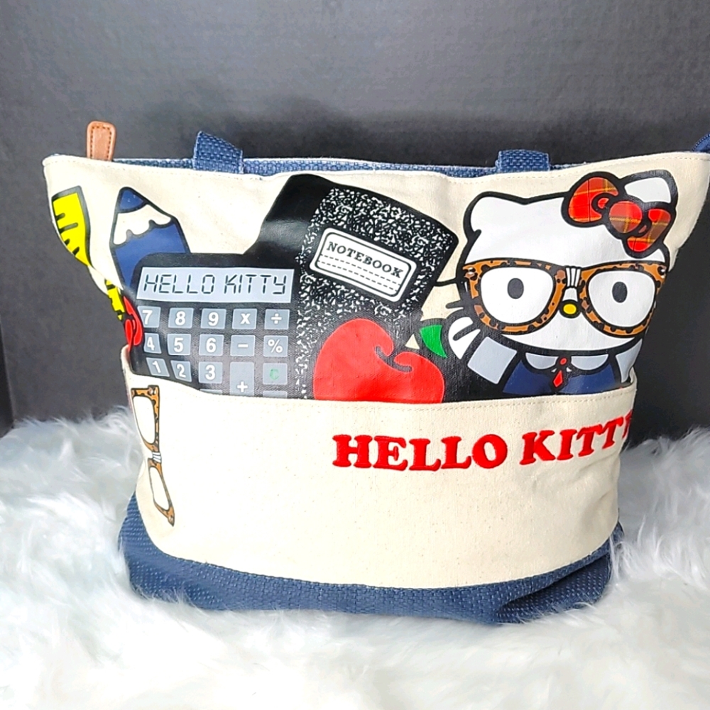 Hello Kitty Tote Bag - Cream and Blue